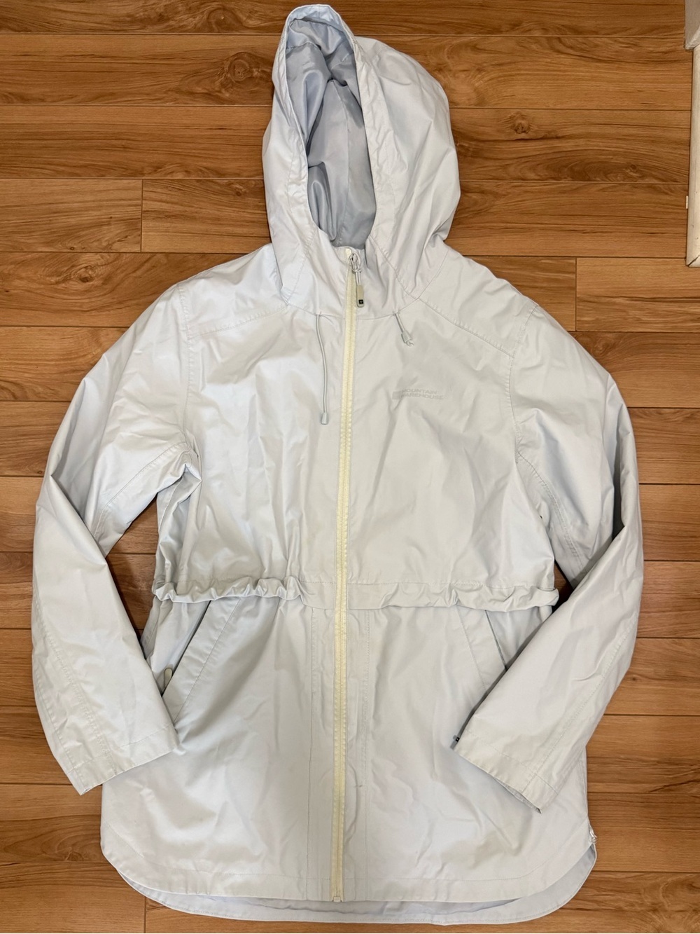 Mountain Warehouse Light Gray Hooded Drawstring Windbreaker Jacket - Women
